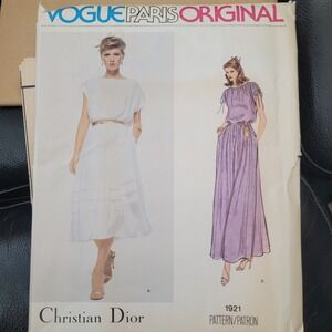 Vogue Paris Original 1921 Christian Dior Dress Sewing Pattern Size 10 Uncut